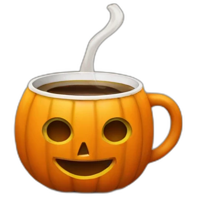 Pumpkin drinking coffee emoji