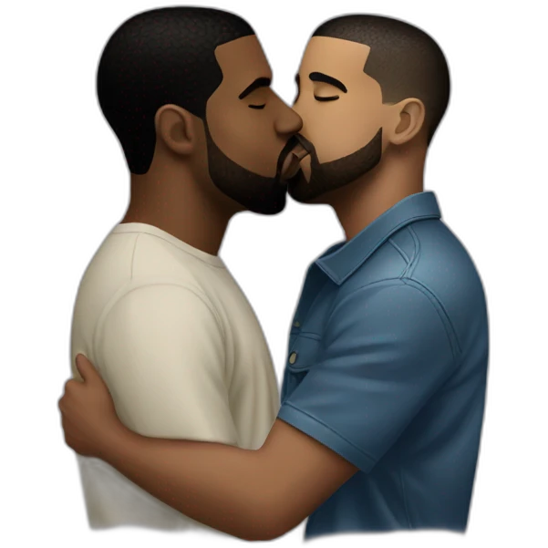 Drake kissing Kanye west on the cheek emoji