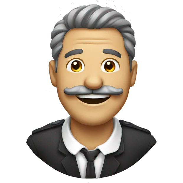 Man with funny mustache laughing. emoji