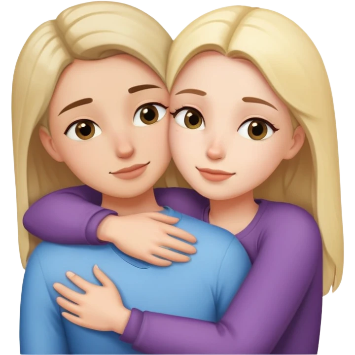 Two besties hugging each other super tight with eyes squinted emoji