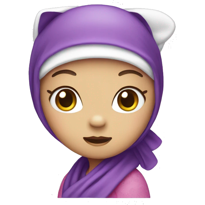 hello kitty wearing a purple headscarf  emoji