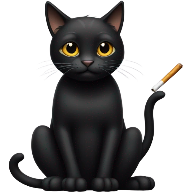 a black cat smoking a cigarette emoji