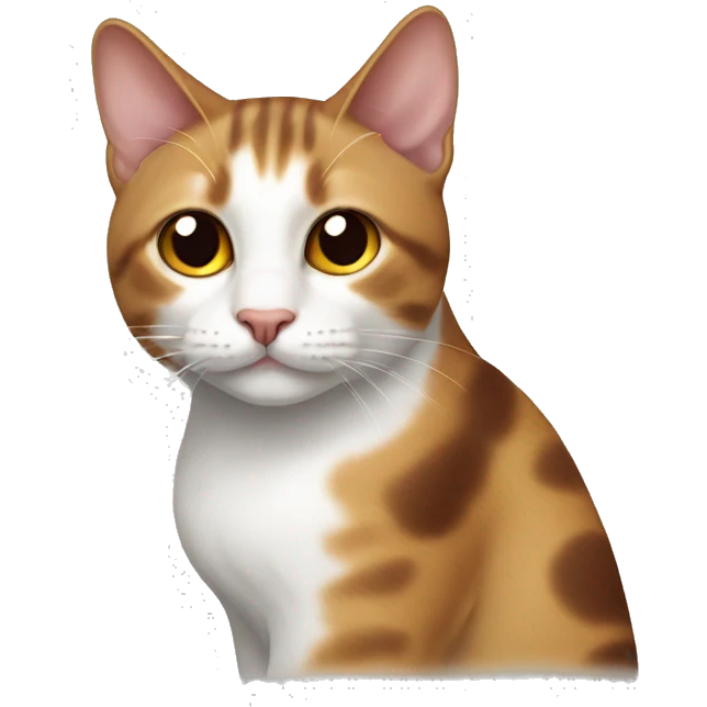 a cat with a red spot on the left ear and a brown spot on the right ear emoji