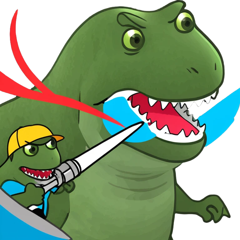 T-Rex riding a shark while holding lasers emoji