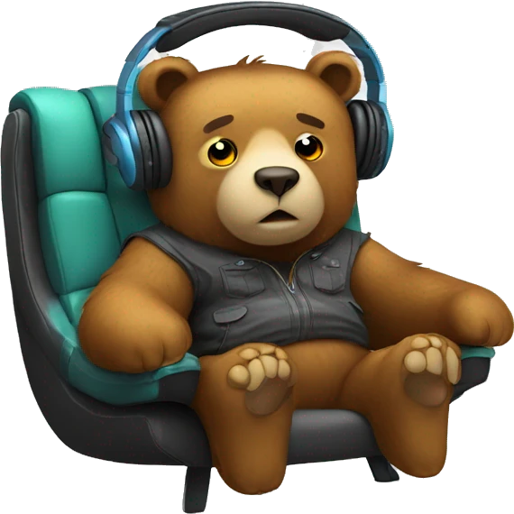 Bear with headphones in a gaming chair emoji