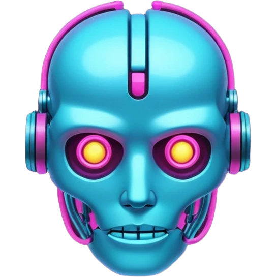 emoji artificial intelligence, digital brain with neon effects, dark background, cyberpunk style emoji