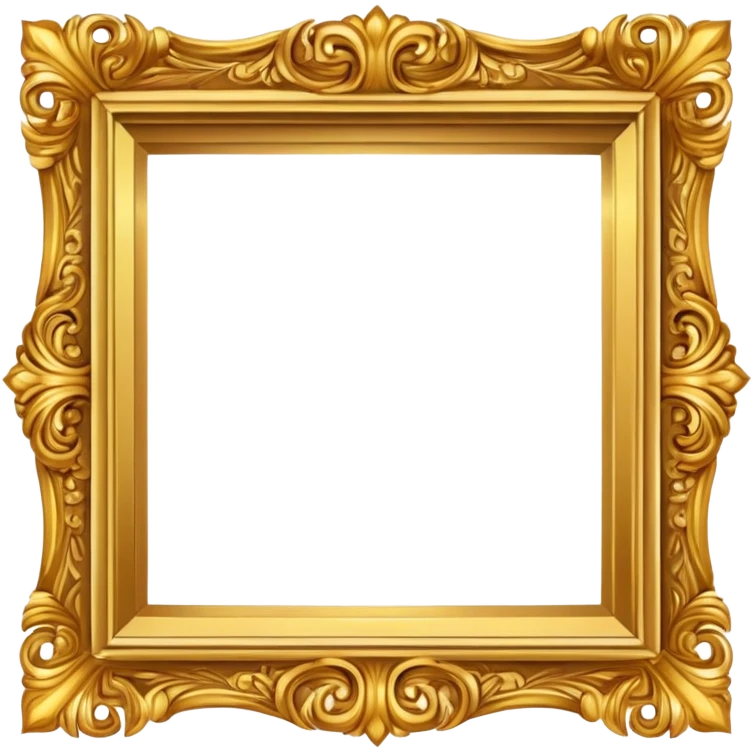 An empty golden art frame decorated  emoji