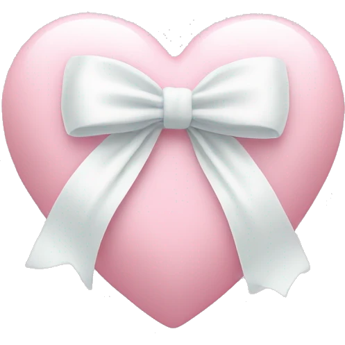 Pastel pink heart with white bow emoji