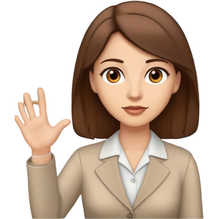 A teacher teaching in class, with brown eyes and brunr emoji