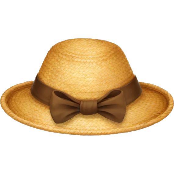 straw hat with bow brown emoji