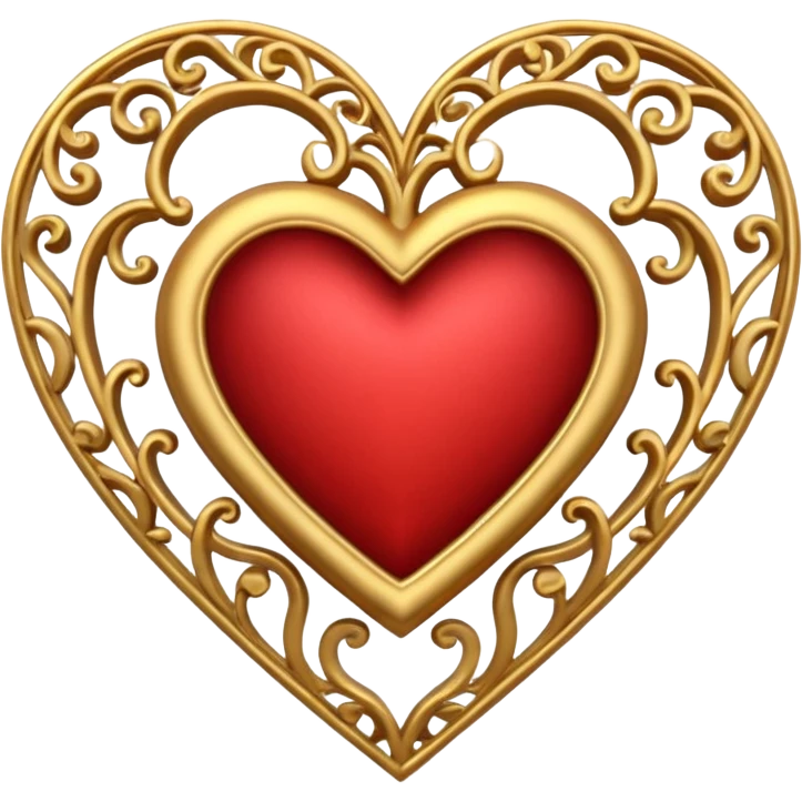 filigree valentine heart design, 3D, very detailed, hollow center emoji