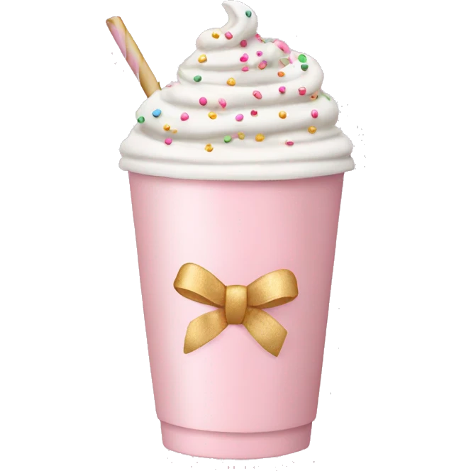 Light pink latte with sprinkles tied with a bow emoji