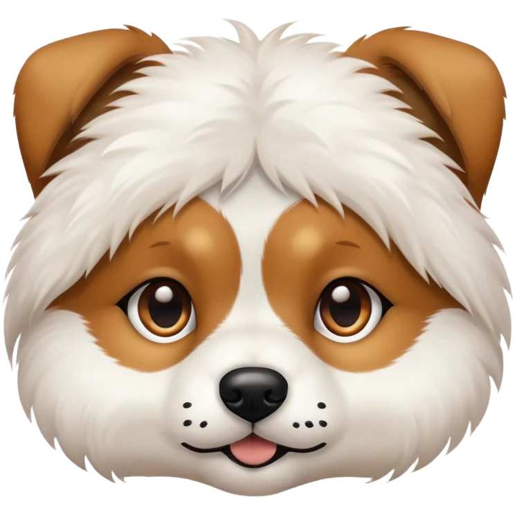 Dog, light brown patches on fur on eyes and white fur. Black nose and brown eyes.  emoji