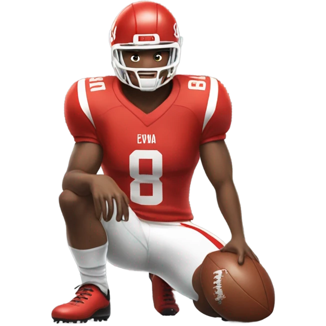 referee worshipping football player wearing red emoji
