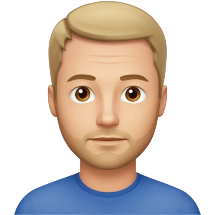 Homme blanc 40 ans cheveux courts barbe naissante visage fin emoji