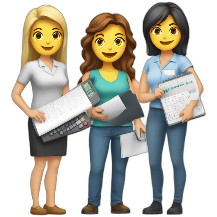 fisrt woman with calculators and second woman filling paperworks emoji