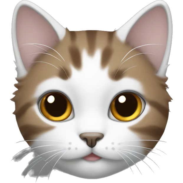fluffy white and brown cat grey emoji