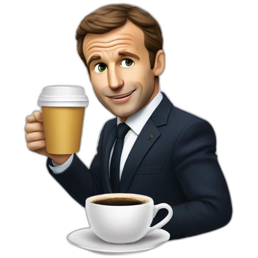 Macron qui boit un café emoji