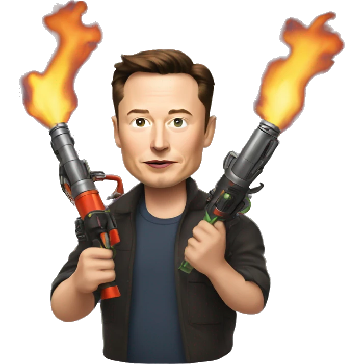 Elon musk holding flamethrower  emoji