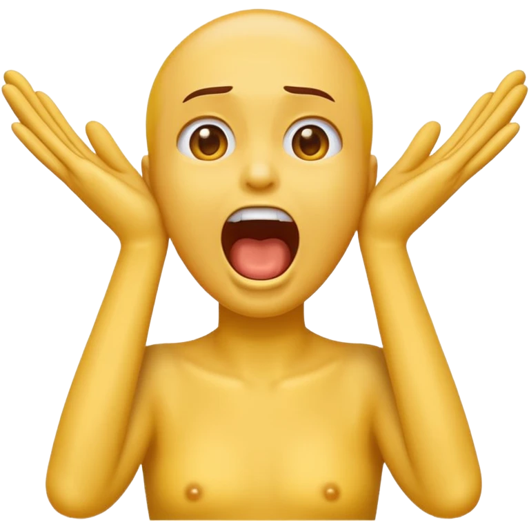 Hands on neck classic yellow emoji style screaming emoji