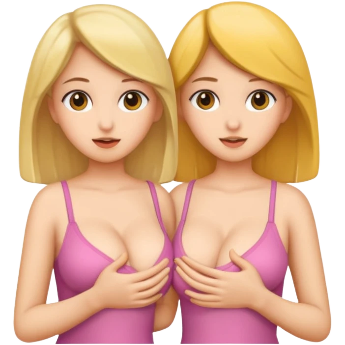 Two young girls showing their breasts emoji