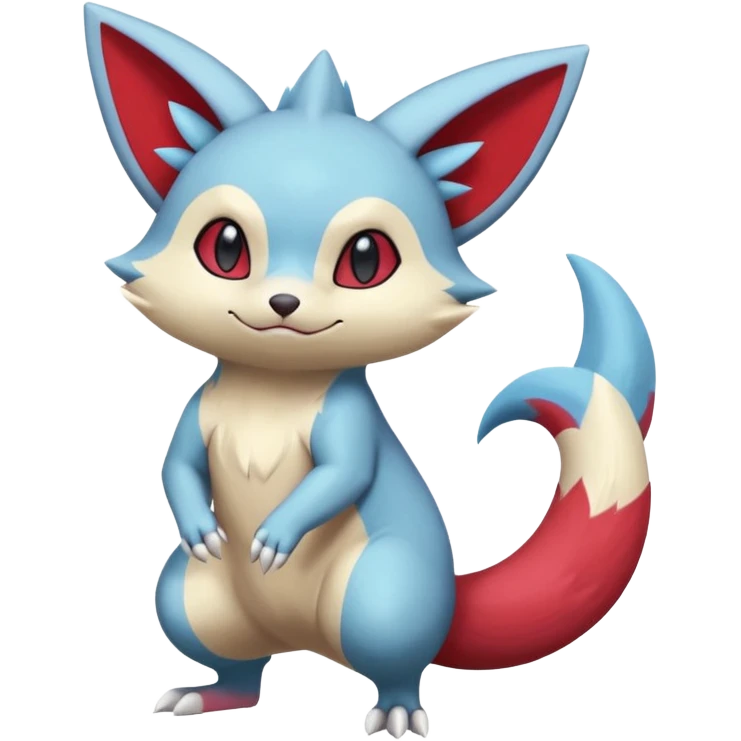 Colorful Painted Asian Cartoony Anime-styled Sneasel-Minccino-Zoroark-Buizel-Zangoose-hybrid-fusion, full body emoji