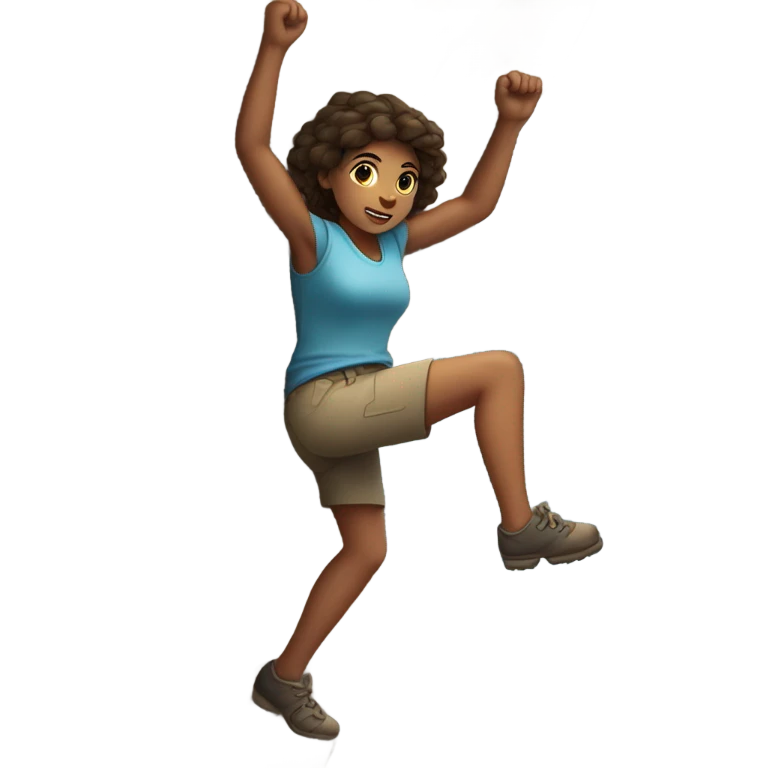 a girl climbs  emoji