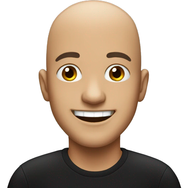 bald man in black shirt smiling  emoji