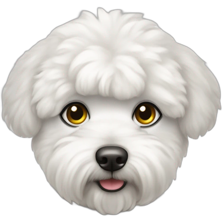Un bichon avec ses poiles qui lui recouvrent les yeux emoji