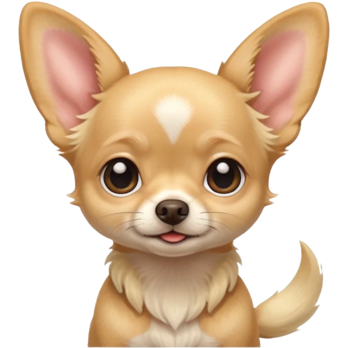 Tiny blonde chihuahua with big eatst emoji