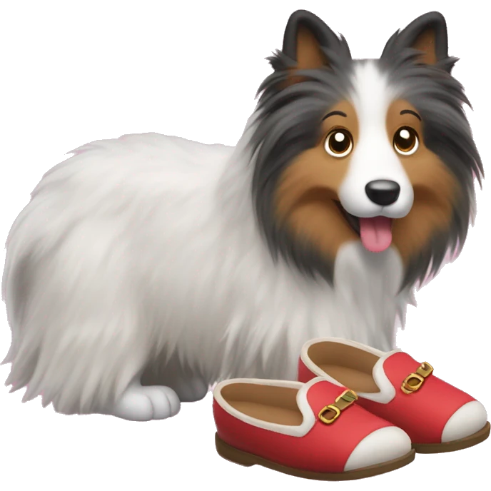 Shetland sheepdog stealing slippers emoji