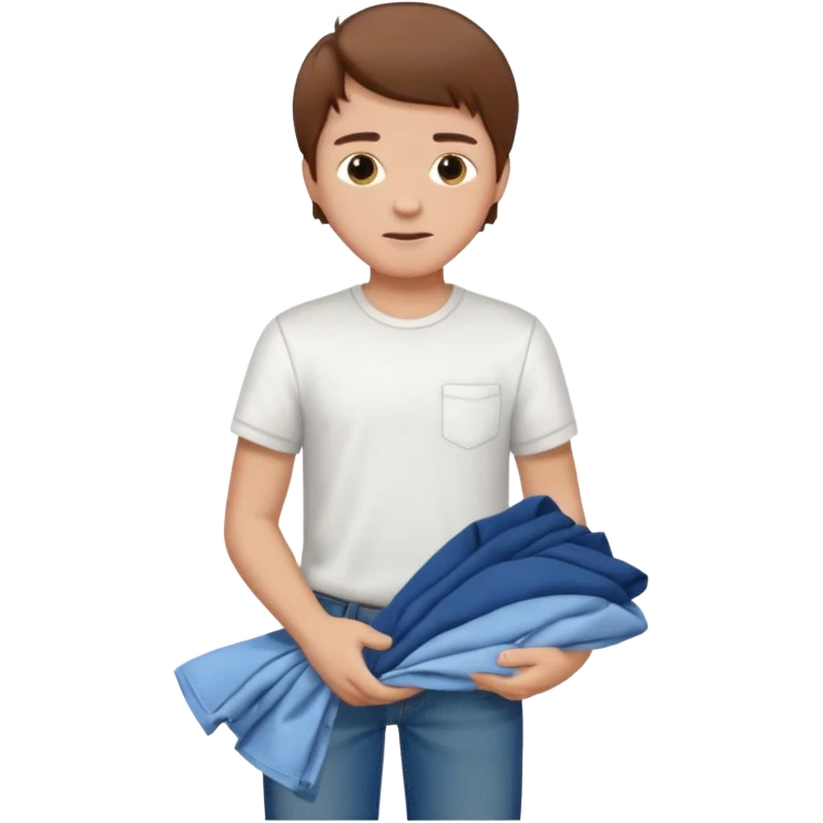 boy  brown hair folding clothes emoji