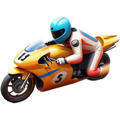 A sleek racing car and motorcycle speeding on a track, leaving a trail of dust behind. The scene captures the thrill of high-speed competition, with blurred motion and vibrant colors, highlighting the dynamic energy of motorsport. emoji