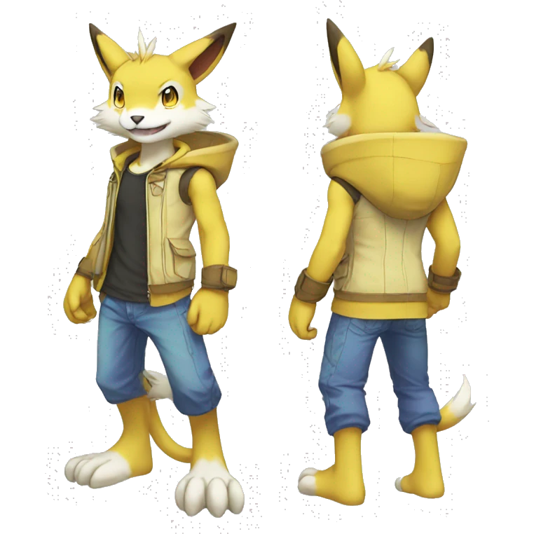 Cute cool anthro Digimon-Pokémon-animal full body emoji