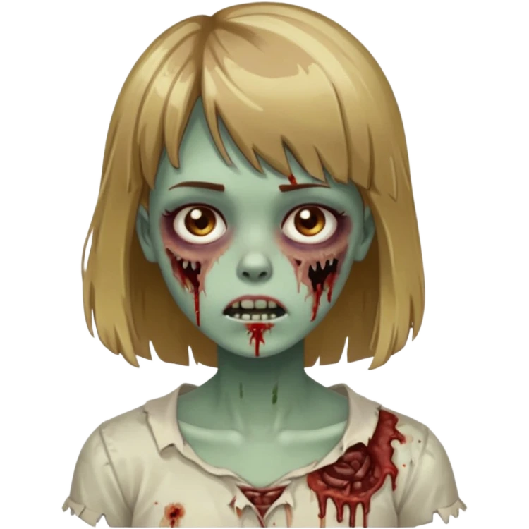 faça uma garota zumbi de cabelo castanho com mechas loiras e com franja emoji