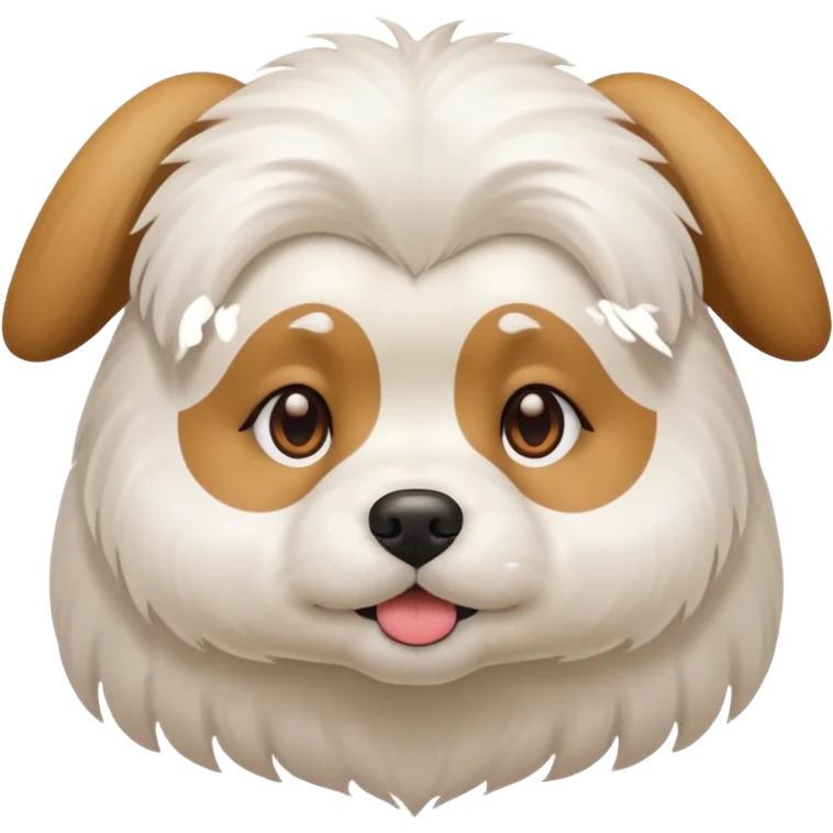 Shitzu com cor principal branca com orelhas de cor marrom claro emoji