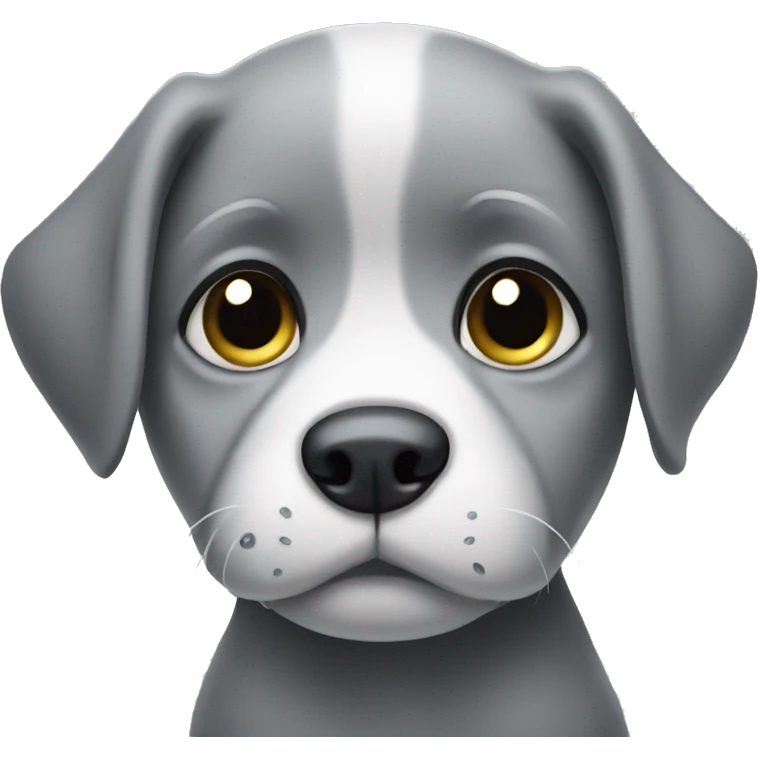 Sad grey puppy with tear emoji