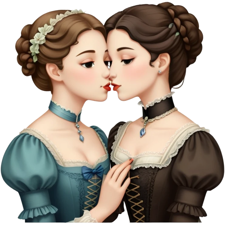 lesbian kiss between victorian women emoji