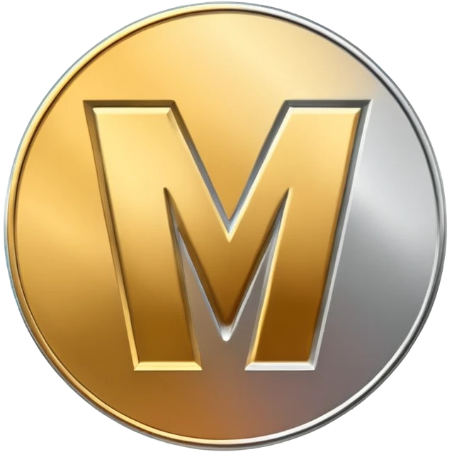 Gradient coin with letter V emoji