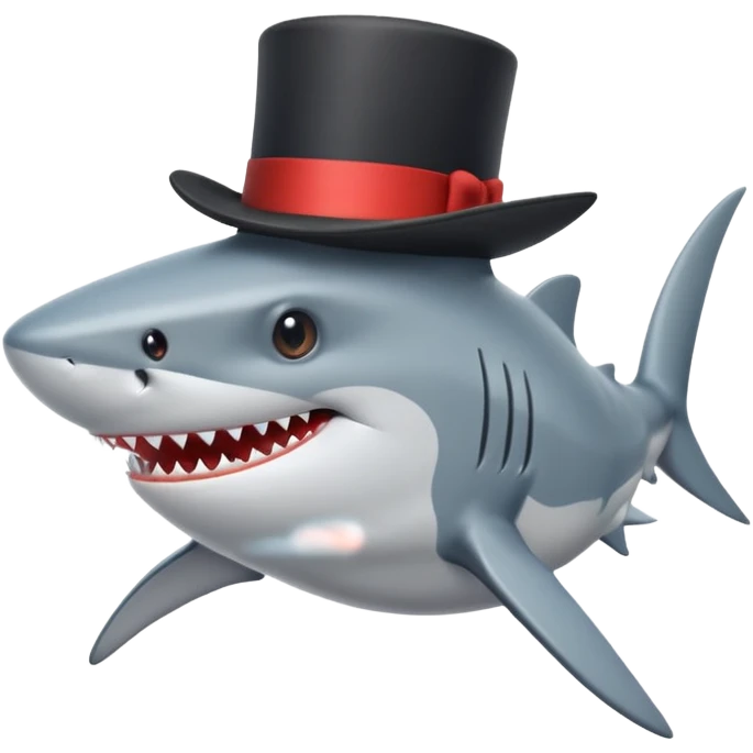 Shark with a top hat emoji