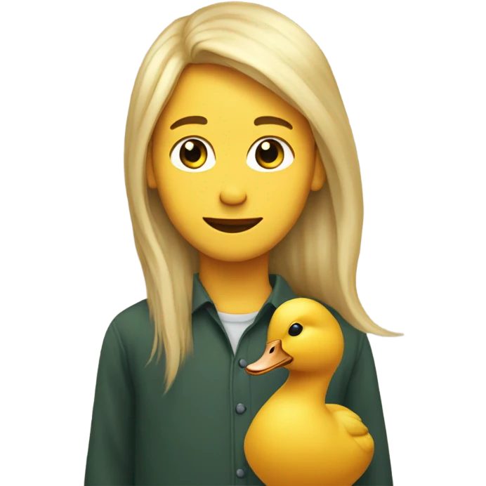 Human boy long blonde hair on a duck sbody  emoji