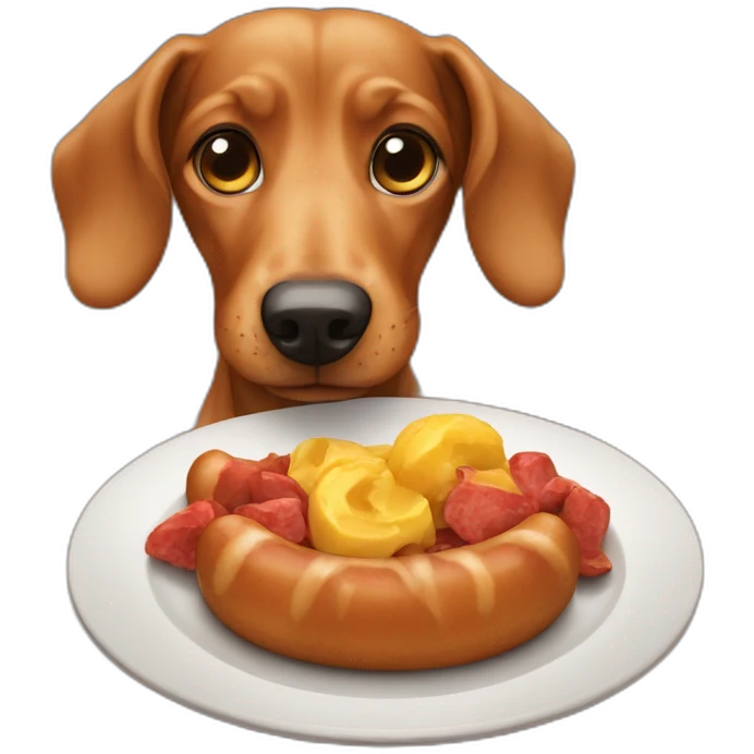 Teckel dog eating emoji