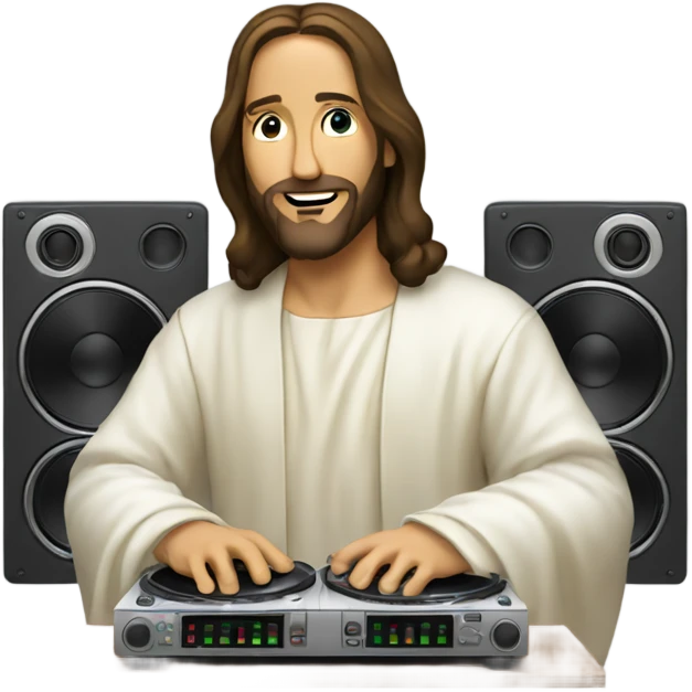 Jesus Christ DJing records emoji