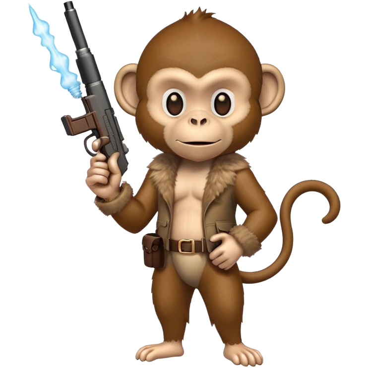 Monkey with a gun and vape in his hand emoji