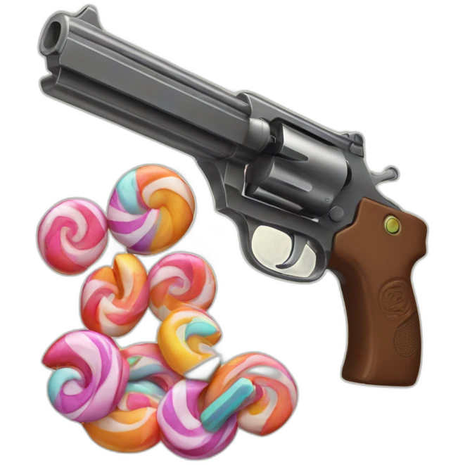 A gun made of candy emoji