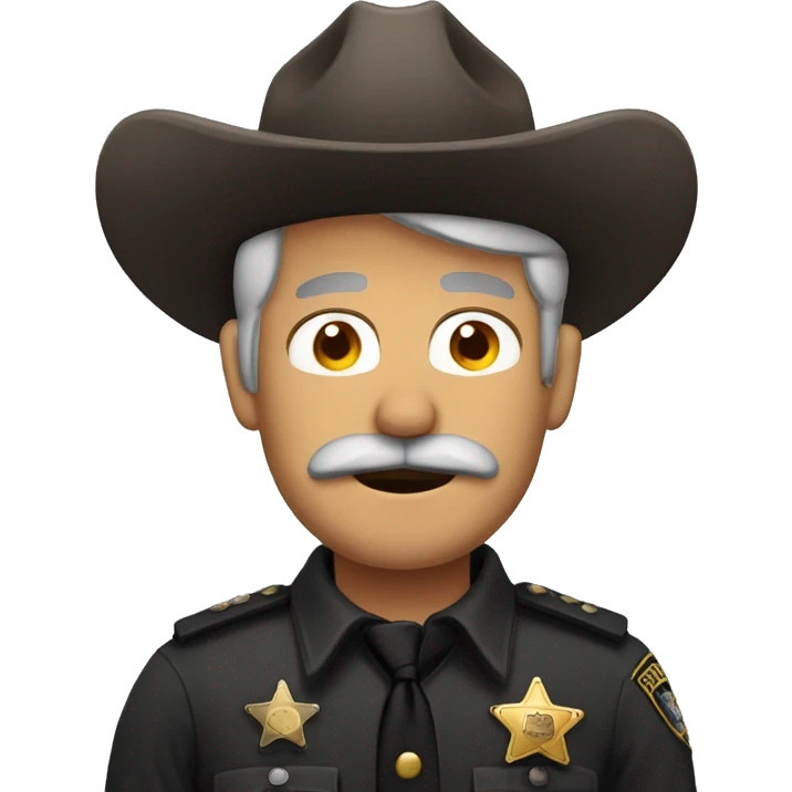 sheriff with mustache and nose piercing and gray hair emoji