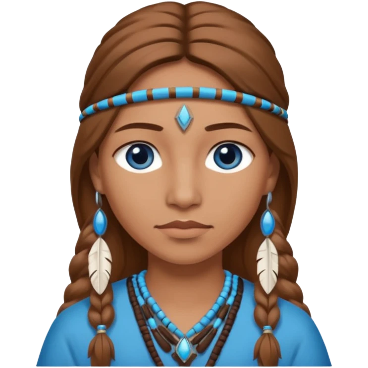 can you make a native American emoji with light brown hair and blue  eyes emoji