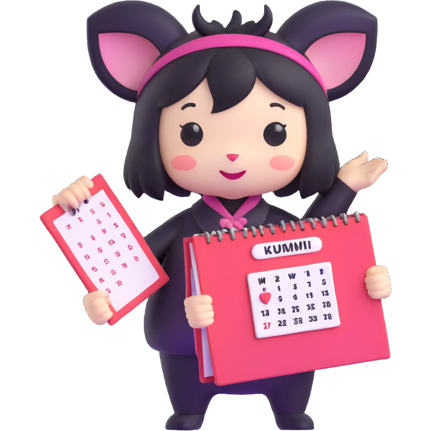 kuromi holding a calendar emoji