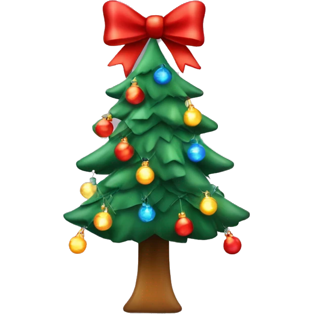 Christmas tree with lights and bow in red decoration emoji