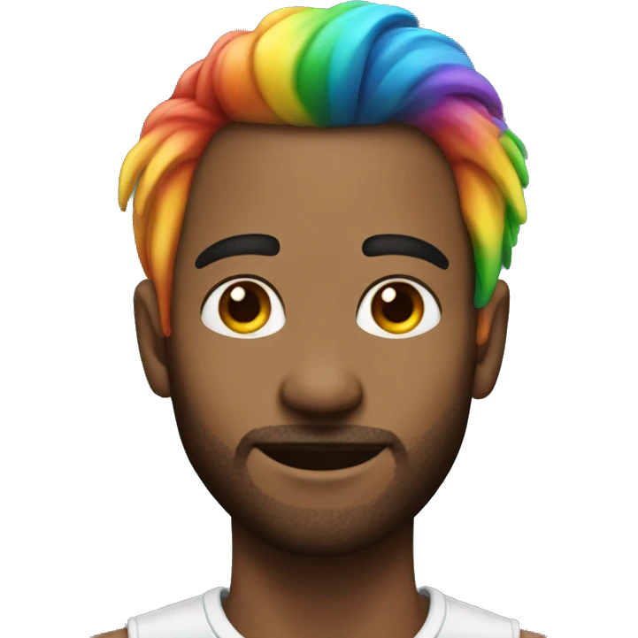 rainbow hair man with with an earring in his ear emoji